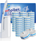 Disposable Toilet Brush Cleaning System with 50pcs Refills Pads Replacement Heads, Toilet Cleaning Stick, Wall Mounted Toliet Wand Kit Bathroom Maintenance, Toilet Bowl Cleaner Wands Holder and Set