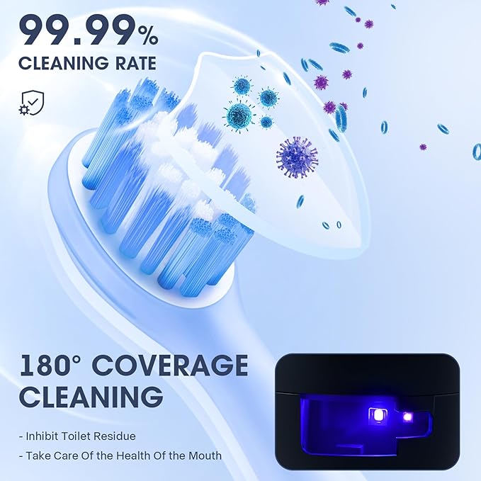 Toothbrush Holders Cleaner & Dryer for Bathroom,Wall Mounted Toothbrush Holder Case with LED Smart Screen,Toothbrush Cleaner with Auto Inductive Open/Close Cover for Home Travel (Black)