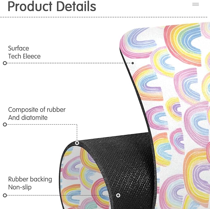 Kitchen Sink Splash Guard 1 PC 30 Inch Sink Faucet Mat Splash Guard for Bathroom Countertop Water Absorbent Foldable Cuttable Soft Washable Gradient Cute Rainbows