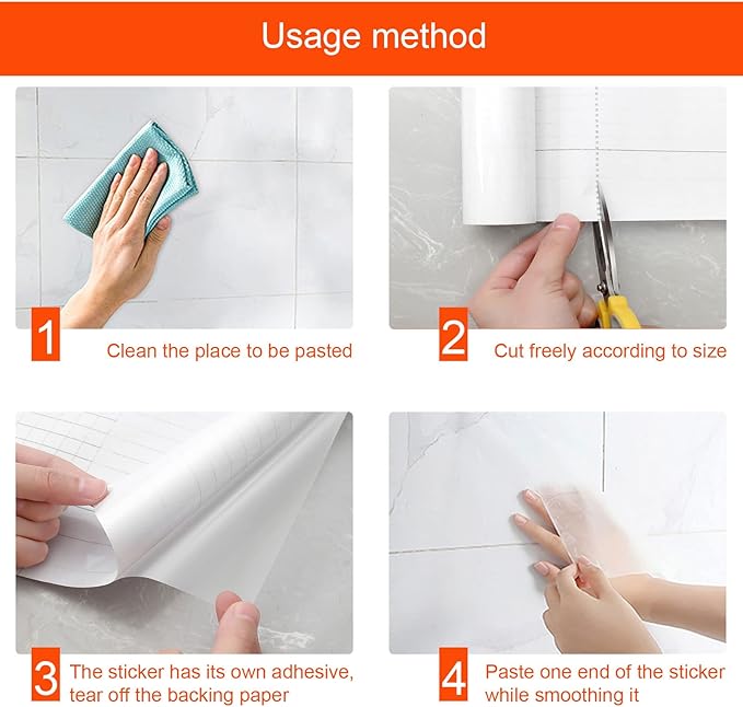 Snkxu Clear Contact Paper, Protection for Kitchen Backsplash Tiles, Cabinets, Walls, and Shelves. Waterproof and Oil-Proof Peel and Stick Covering(15.7X394 Inches)