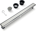 36 Inch Linear Drain Shower Drain Brushed Floor Drain with Removable 2-in-1 Tile Insert Grate Cover and SUS304 Stainless Steel CUPC Certificate (36 inch)
