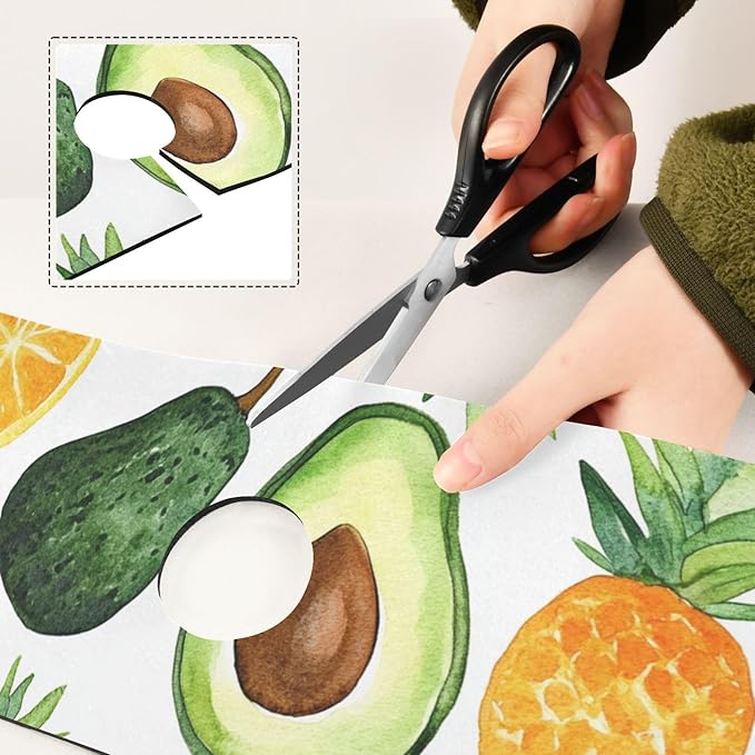 Cartoon Green Avocados Pineapples Kitchen Sink Splash Guard Faucet Mat Diatomite Absorbent Pad for Bathroom RV 14.7x5.4in 2PCS water
