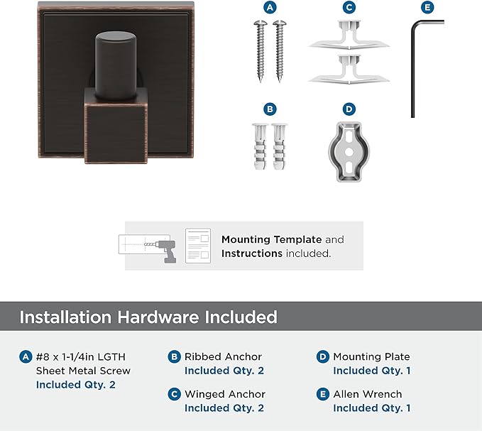 Amerock BH36070ORB | Oil Rubbed Bronze Single Robe Hook | 1-7/8 in. (48 mm) Length Towel Holder | Appoint | Towel Hook for Bathroom | Bathroom Hardware | Bath Accessories