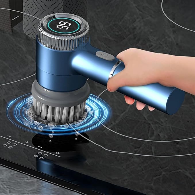 Electric Spin Scrubber, 3 Speed Rechargeable Electric Cleaning Brush with 5 Replaceable Brush, Rotating Scrubber | Bathroom Scrubber | Tile Floor Scrubber for Home