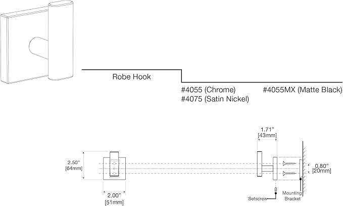 Gatco 4075 Elevate Robe Hook, Satin Nickel