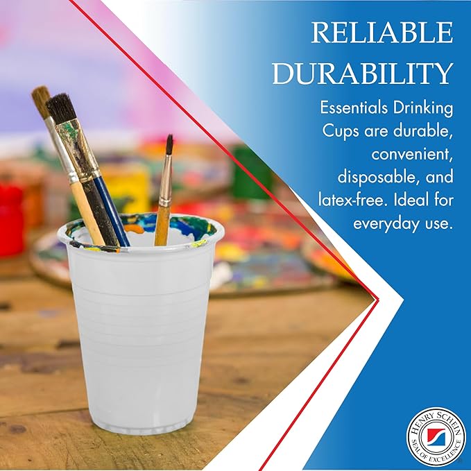 Essentials Healthcare Products Plastic Drinking Cups - Full Case of 1000 Cups - White 5 oz Disoposable Cups for Cold Beverages, Parties, Office, or Medical Use - Durable & Convenient
