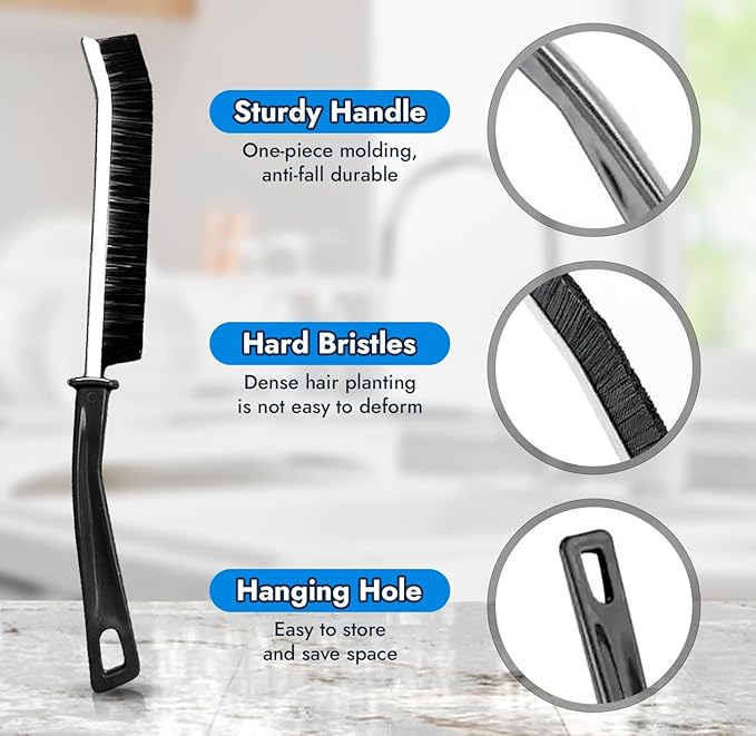 Hard Bristle Crevice Cleaning Brush, Multifunctional Small Cleaning Brush, Scrub Brush for Shower Tile, Gap Cleaning Brush for Kitchen, Bathroom & Household Use, Grout Cleaner, Toilet Brush