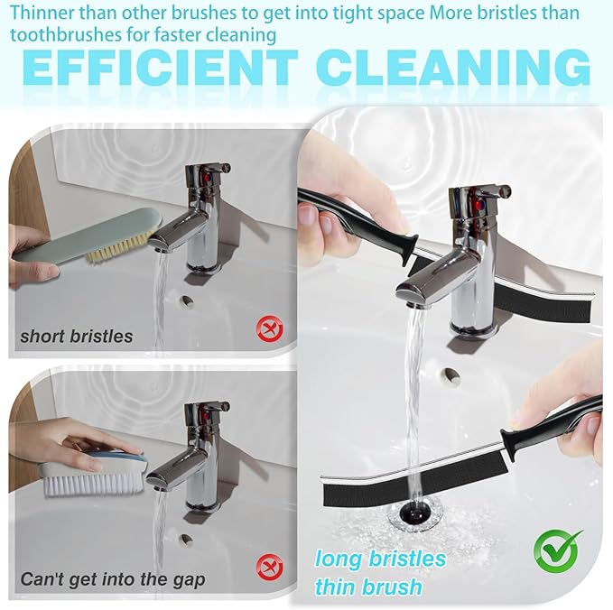 Crevice Cleaning Brush, 6Pcs Hard Bristle Multifunctional Gap Cleaning Brush Tool, Bathroom Gap Brush for Deep Cleaning Kitchen,Grout, Sink, Corners, Tight Spaces-Colors