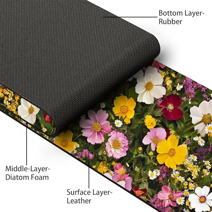 Bimkole 1 PCS Faucet Absorbent Mat, Kitchen Faucet Sink Splash Guard Wraparound Cloth Pads Drip Catcher for Sink Faucet for Kitchen Bathroom Faucet, Colorful Faucet Mat, 15 x 4 Inch Flower A8