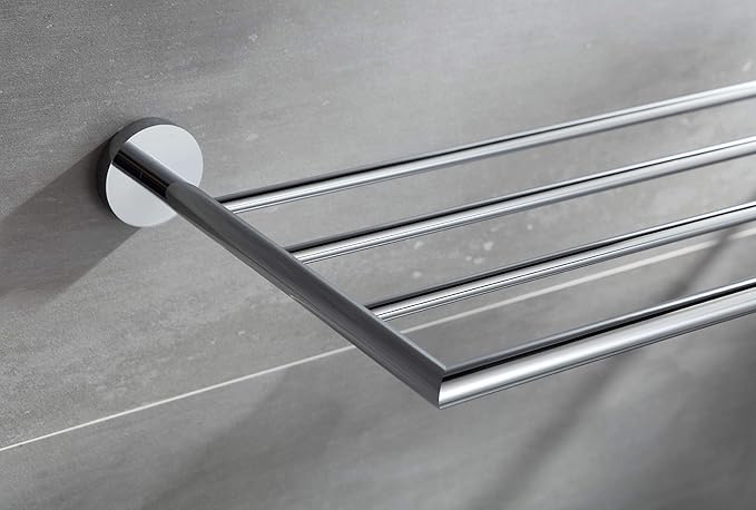 Towel Racks for Bathroom, Towel Shelf Wall Mounted, Modern Hotel Style Towel Bar, Single Towel Rack, Chrome, 26Inch, 077090-CR Leo Series