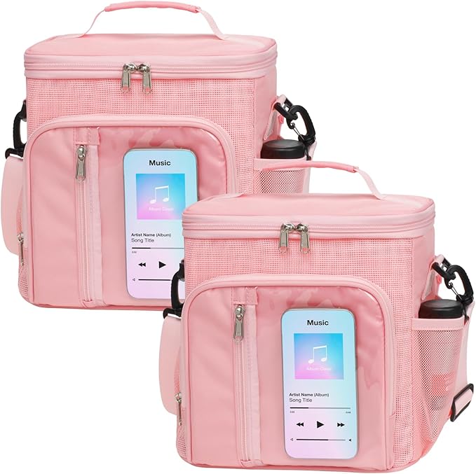 F-color Shower Caddy Portable for College Dorm Essentials - Large Hanging Sturdy Handle Toiletry Tote Bag with Hook, Multiple Pockets, Quick Dry Organizer for Camping, Travel, Gym, 2 Packs Pink