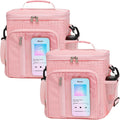 F-color Shower Caddy Portable for College Dorm Essentials - Large Hanging Sturdy Handle Toiletry Tote Bag with Hook, Multiple Pockets, Quick Dry Organizer for Camping, Travel, Gym, 2 Packs Pink