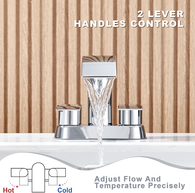 Ultimate Unicorn Bathroom Faucet for Sink Chrome, 4 Inch Bathroom Sink Faucet for 3 Hole or 2 Hole, 2 Handle Waterfall Faucets with Pop up Drain, Centerset Faucets for RV Counter