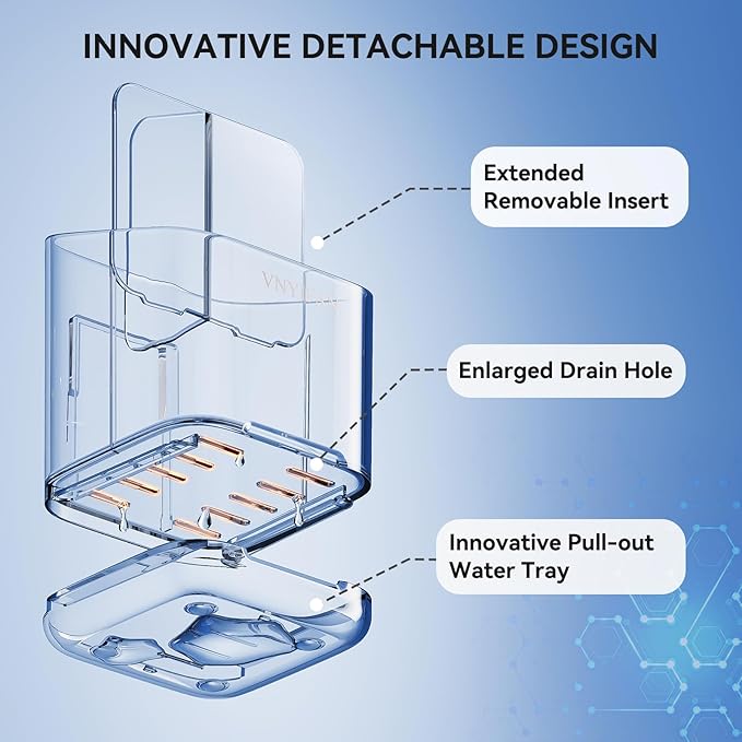 Toothbrush Holders for Bathrooms, 3 Slots Detachable Electric Toothbrush Holder Wall Mounted with Divider, Removable Tooth Brush and Toothpaste Holder Organizer for Bathroom/Kitchen/Office