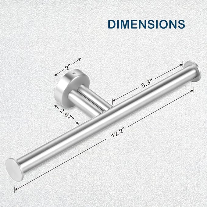Double Roll Toilet Paper Holder Wall Mounted for Bathroom Brushed Nickel, SUS304 Stainless Steel 2 in 1 Dual Tissue Roll Holder for Holding 2 Toilet Rolls