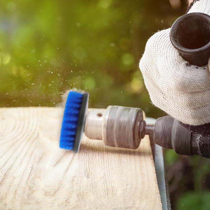 VALICLUD Electric Drill Brush Replacement Heads 5-inch Blue Floor Cleaning Brush Set for Home Kitchen Grout Tile Scrubbing Tool Compatible with Power Drills