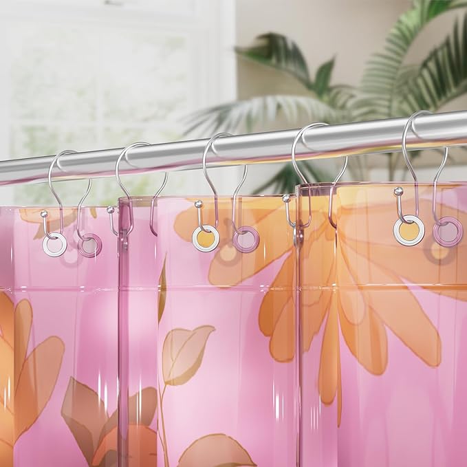 AmazerBath Chrome Shower Curtain Hooks Shower Curtain Rings, Simple Double Sided Shower Curtain Hooks Rust Proof, Smooth Glide Metal Shower Hooks for Shower Curtain Rod, 12 Pcs Shower Rod Hooks