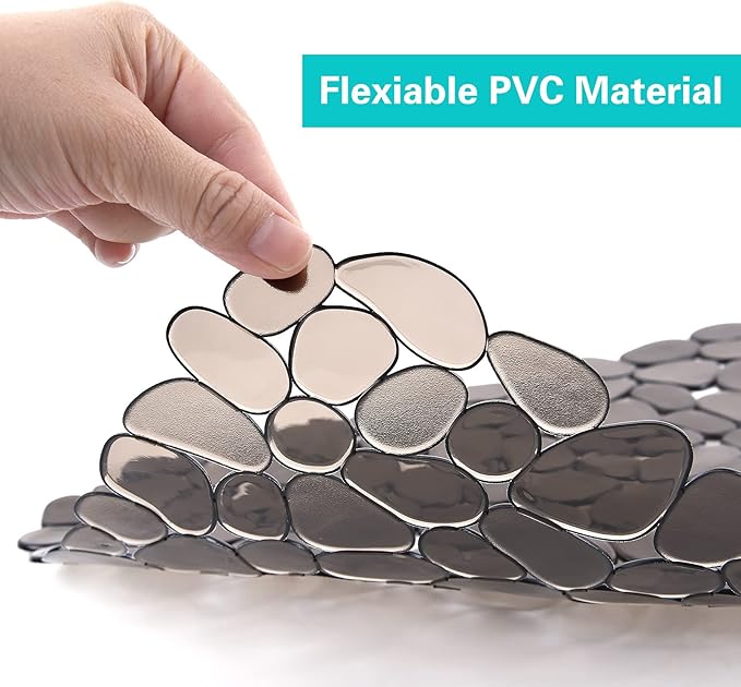 Coopay Kitchen Sink Mat Pebble Protect Mat PVC Eco-friendly Adjustable Stainless steel/ Porcelain Dish Drying Pad Protector for Bottom of Kitchen Sink, 15.8 x 11.8 inches (4 Pack, Gray)