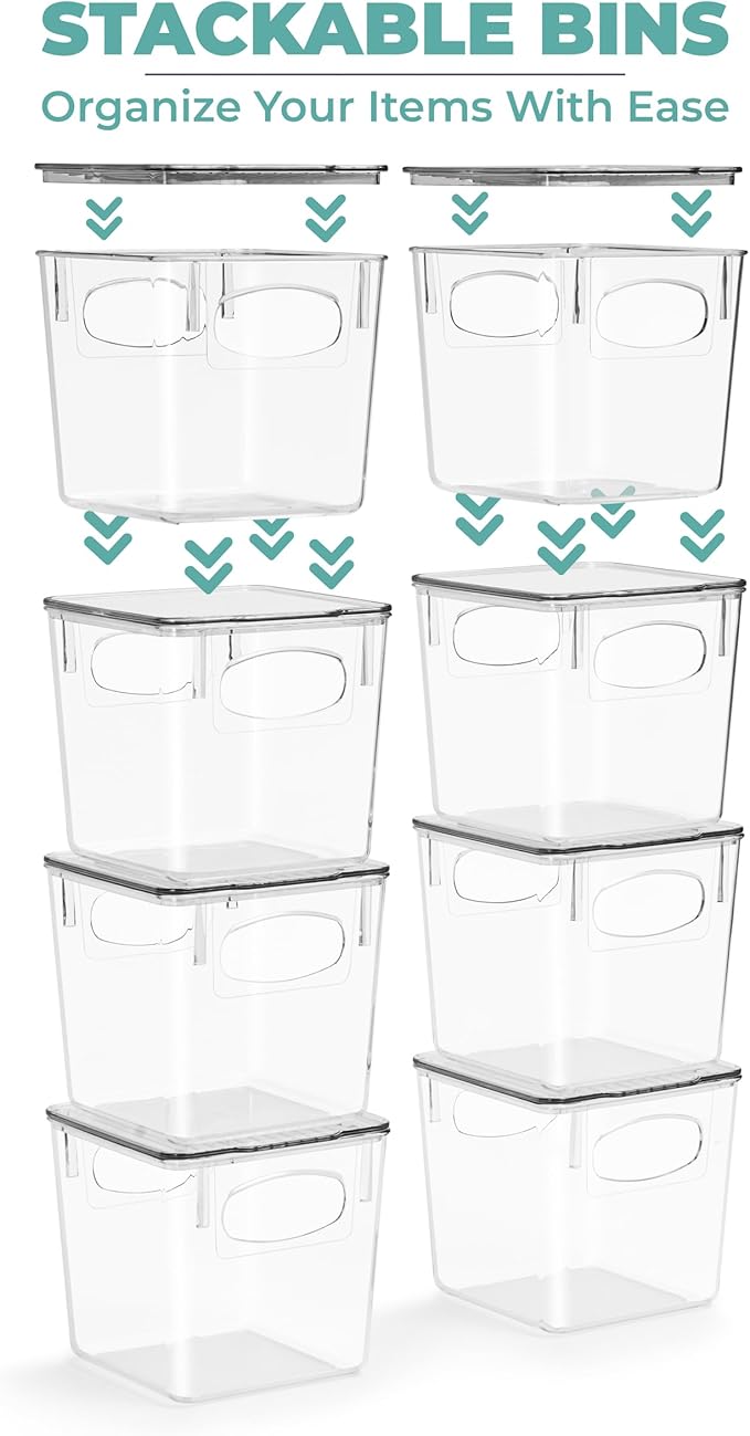 Sorbus Small Clear Plastic Storage Bins with Lids, Clear Stackable Storage Bins, Laundry Room Organizer Bins, Office, Classroom, Playroom, Bathroom, Laundry Room Organization and Storage (2 Pack)