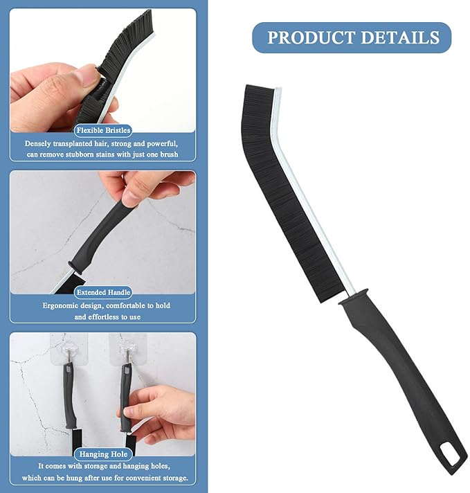 Crevice Cleaning Brush | Hard Bristle Crevice Cleaning Brush | Multifunctional Cleaning Brush | Grout Cleaner Brush | Bathroom Gap Brush (3 PCS)