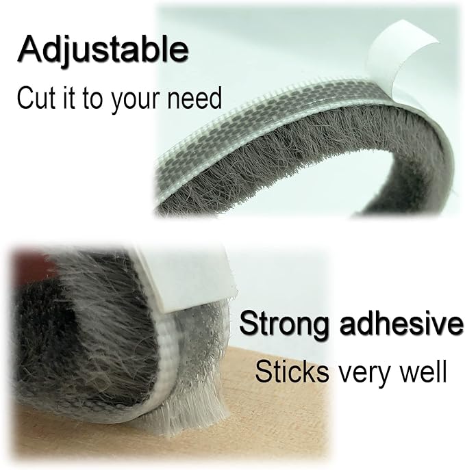 32 Ft Weather Stripping Self Adhesive Seal Strip Weatherstrip for Windows and Doors House Soundproofing(32ft x11/32 Backing x 9/16 Brush inch, White)
