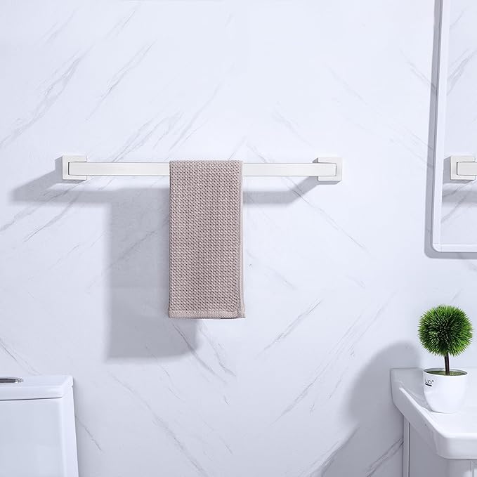 LANC 32-Inche Long Towel Bars for Bathroom Wall Mounted Brushed Nickel Bath Towel Racks Stainless Steel 80CM Towel Rails Square Towel Holder Rods Total-33.5” Towel Hanger, A8804BN-8P1