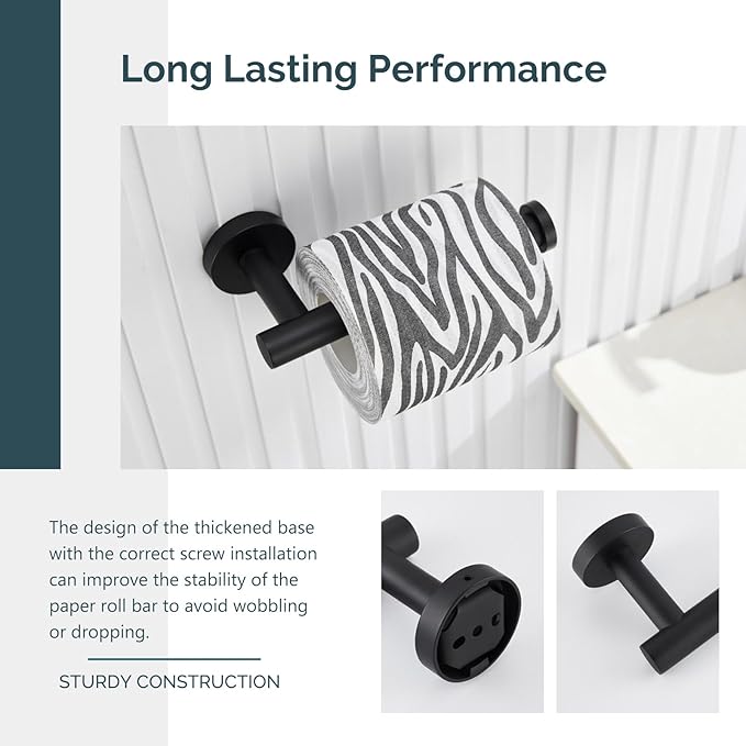 Toilet Paper Holder Matte Black, Angle Simple Stainless Steel Bathroom Tissue Dispenser, Toilet Roll Hanger for Wall
