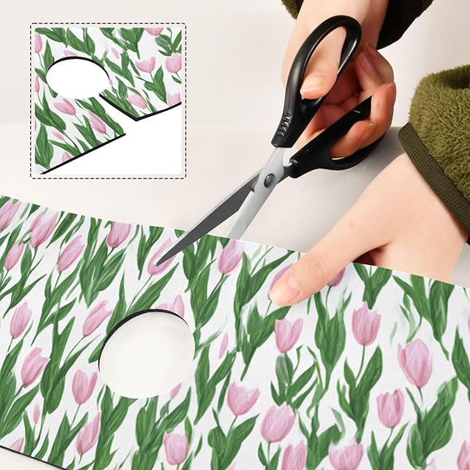 Kitchen Sink Splash Guard 1 PC 14.7 Inch Sink Faucet Mat Splash Guard for Bathroom Countertop Water Absorbent Foldable Cuttable Soft Washable Small Tulips Pink