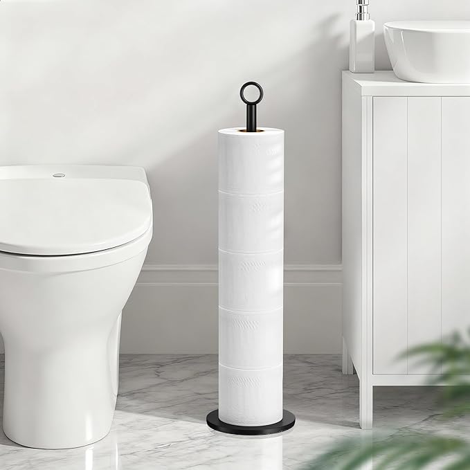 Toilet Paper Holder Stand - with Reserve Function, Free-Standing Toilet Paper Storage Holder, Stainless Steel