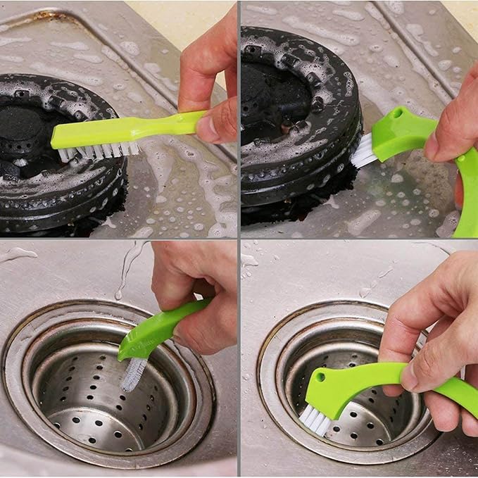 3 PCS Grout Brush, ABS Stiff Bristle Brush, Scratch Resist Tile Joint Scrub Brush, Impact Resist Grout Cleaner Brush for Shower Bathroom Kitchen