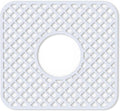 2 Pack Silicone Sink Protector for Kitchen Sink, Lozenge Pattern 12 x 11" Sink Grid Mat Silicone Protectors, Center Drain, White