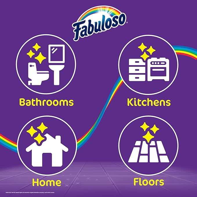 Fabuloso Cleaning Brush with Handle, Compact Handheld Household Scrub Brush for Kitchen, Bathroom, Baseboards, Tile and Floors, Firm Bristles for Indoor Surface Cleaning, White and Purple, 5.5 Inch
