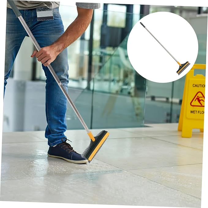 Upgraded Dual-Sided Floor Scrub Brush with Long Handle for Efficient Bathroom Kitchen and Grout Cleaning Versatile Cleaning Tool for Wet and Dry Surfaces