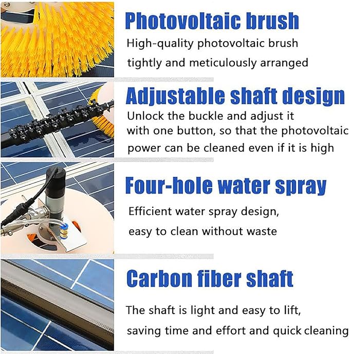 Solar Panel Electric Cleaning Tool, Solar Panel Cleaning Kit, Automatic Rotary Brush,Solar Panel,Roof Water Brush,With Adjustable Extension Rod,Cleaning Equipment,Window Cleaner