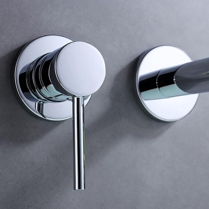 sumerain Single Handle Left-Handed Wall Mount Bathroom Faucet in Chrome