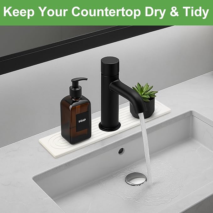 Small Stone Faucet Mat for Kitchen Sink Tray Diatomaceous Earth Quick Dry Faucet Mats Water Absorbing Diatomite Stone Drying Trays Kitchen Sink Protector Splash Guard Bathroom Counter Accessories