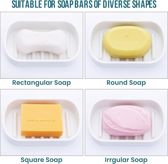TAILI Soap Holder Saver, Bar Soap Dish Tray Suction Cup for Shower Wall Mounted, Removable, Suitable for Bathroom, Tub,Sponge Holder Kitchen Sink,Removable,Easy to Clean,Universal Bathroom Accessories