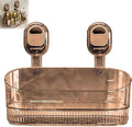 No-Drill Bathroom Suction Storage Box – Large Capacity and Strong Load-Bearing, Removable Hanging Storage Basket (Gold)