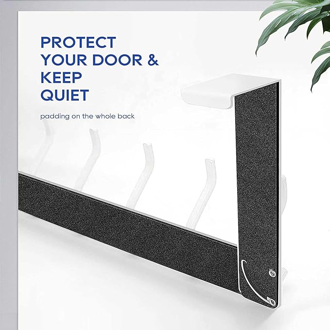 Over The Door Hooks, Over The Door Towel Rack for Bathroom, Sturdy Door Hanger Hook, Door Hooks for Hanging Clothes, Coats, Towels, White