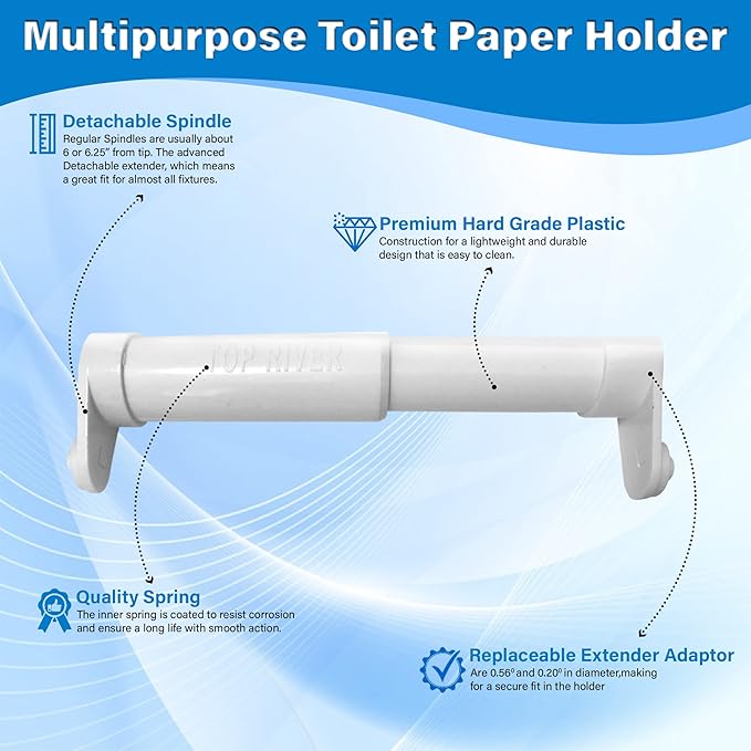 Top River Toilet Paper Holder Extender, Fit Double Rolls and Triple Rolls, Mega Rolls and Large Toilet Paper Rolls (Set of 2)