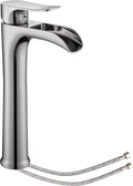 YUNDOOM Vessel Sink Faucet,Brushed Nickel Single Handle Single Hole Tall Bathroom Bowl Sink Faucet, Waterfall Bathroom Faucet