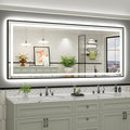 88x38 Inch LED Bathroom Mirror with Black Frame, Backlit & Front Lit, Anti-Fog Lighted Bathroom Vanity Mirror for Wall, Memory Function, Dimmable, HD Tempered Glass, Shatter-Proof
