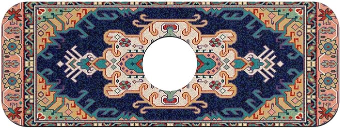 Faucet Draining Mat For Kitchen Sink, Ethnic Floral Diatom Mud Absorbent Drain Pad For Bathroom Kitchen Sink Splash Guard Drying Mat