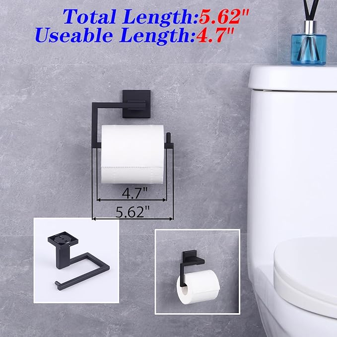 GERZ Bathroom Toilet Paper Holder SUS 304 Stainless Steel Matte Black Tissue Paper Roll Holder Wall Mount JG1905-BK