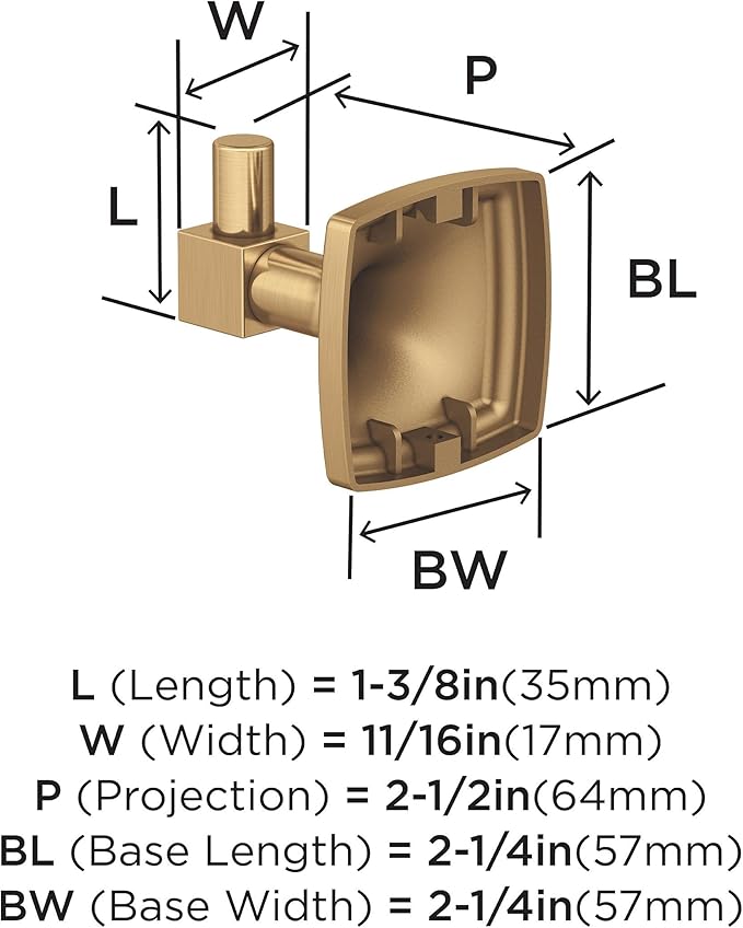 Amerock BH36090CZ | Champagne Bronze Single Robe Hook | 2-1/4 in. (57 mm) Length Towel Holder | Stature | Towel Hook for Bathroom | Bathroom Hardware | Bath Accessories