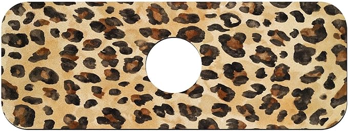 Faucet Draining Mat For Kitchen Sink, Brown Leopard Diatom Mud Absorbent Drain Pad For Bathroom Kitchen Sink Splash Guard Drying Mat