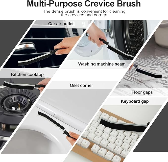 Cleaning Brush 6 PCS Hard Bristle Crevice Cleaning Brush for Kitchen & Bathroom Crevice Cleaning Tool, Bathroom Gap Brush, Cleans Tile Gap/Tight Spaces/Window Tracks