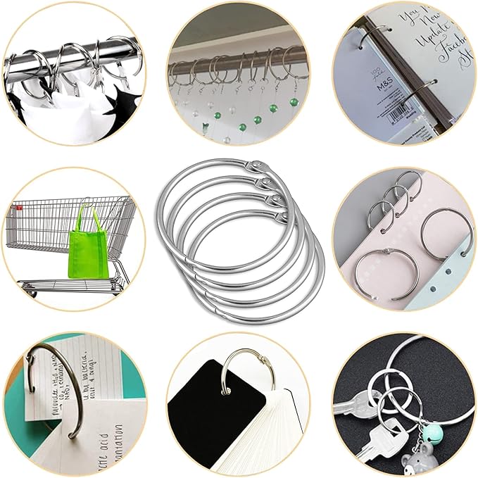 24 Pack Shower Curtain Rings, Rustproof Decorative Shower Curtain Hooks Metal Round Shower Ring Hooks for Bathroom Shower Rod (Stainless Steel)