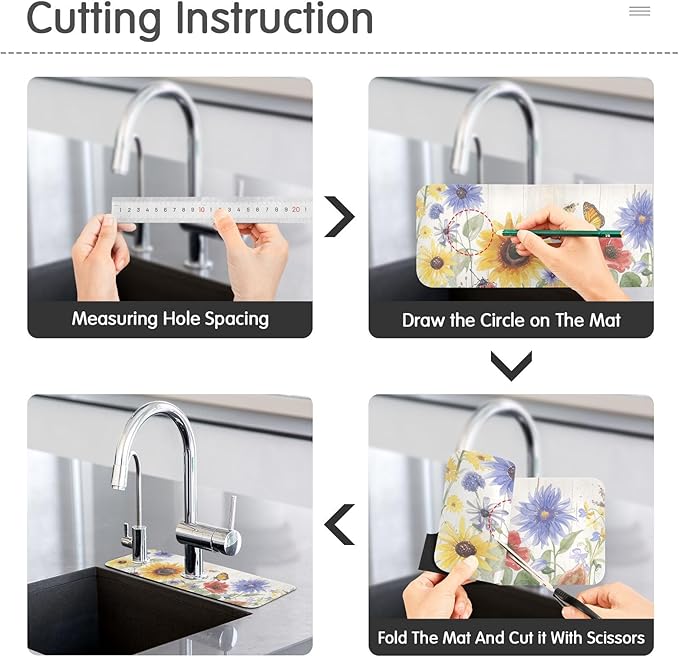 Watercolor Cornflower Butterfly Kitchen Sink Splash Guard Faucet Mat Diatomite Absorbent Pad for Bathroom RV 30x5.4in 1PCS water