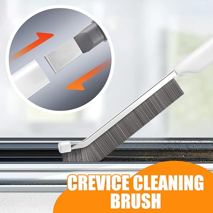 Crevice Cleaning Brush - Grout Scrub Brush | Gaps Cleaning Tool | Stainless Steel Scraper for Grout Toilet Baseboard Window Screen Machine Bathroom Household Stove Slide Door Kitchen